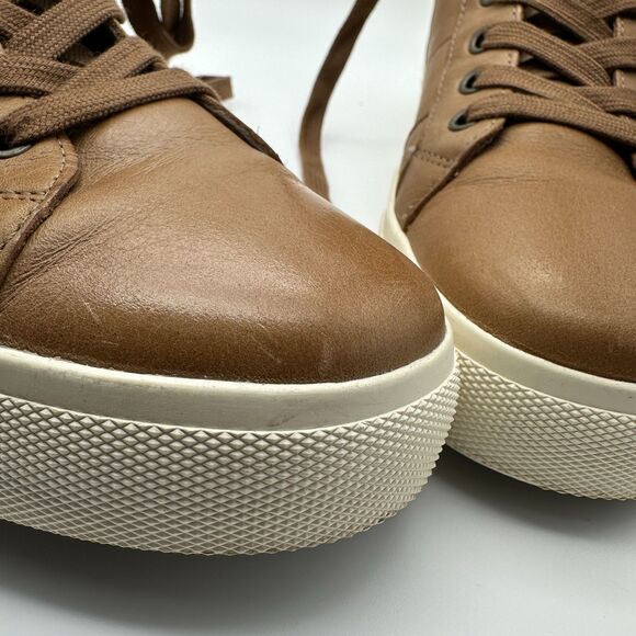 Taos Footwear Winner High Top Sneakers Leather Side Zip Caramel 8.5 - Picture 6 of 9